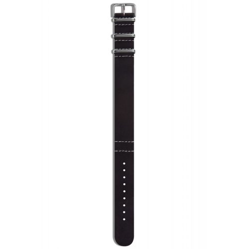 Genuine leather strap black silver