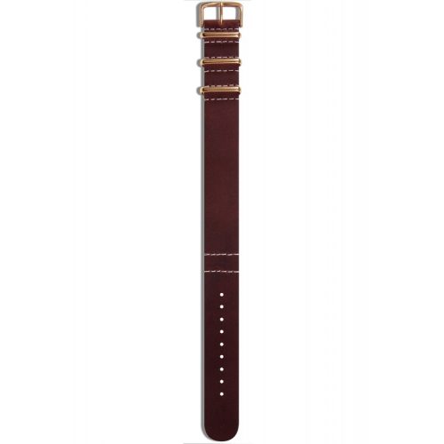 Genuine brown leather strap gold