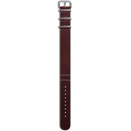 Genuine brown leather strap silver